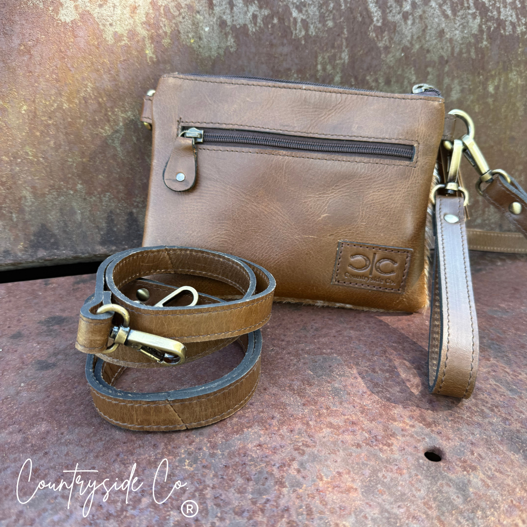 Cherry Bomb Cowhide Purse Crossbody with Wristlet