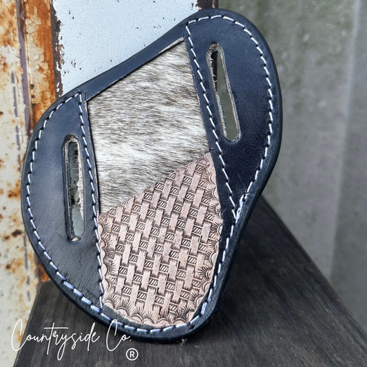 Cowhide and Tooled Leather Knife Sheath
