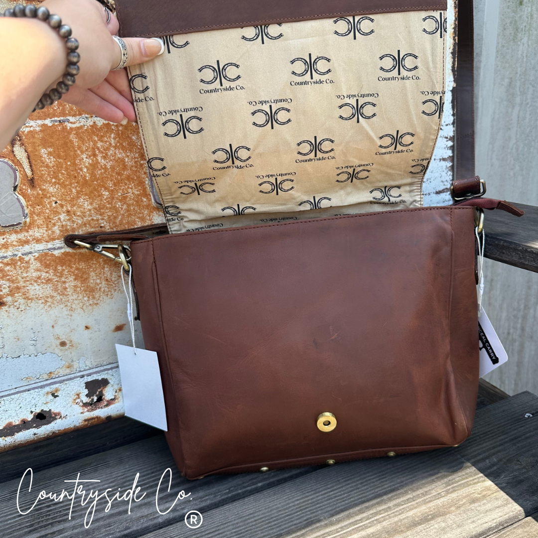 Cattleman Luxe Checkered Cowhide Concealed Carry Purse