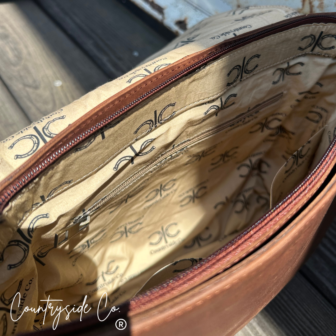 Cattleman Luxe Checkered Cowhide Concealed Carry Purse