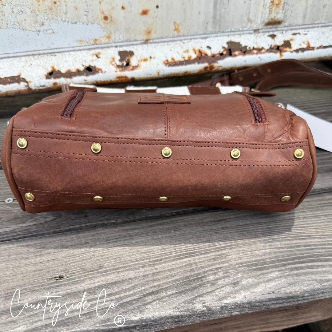 Cattleman Luxe Checkered Cowhide Concealed Carry Purse