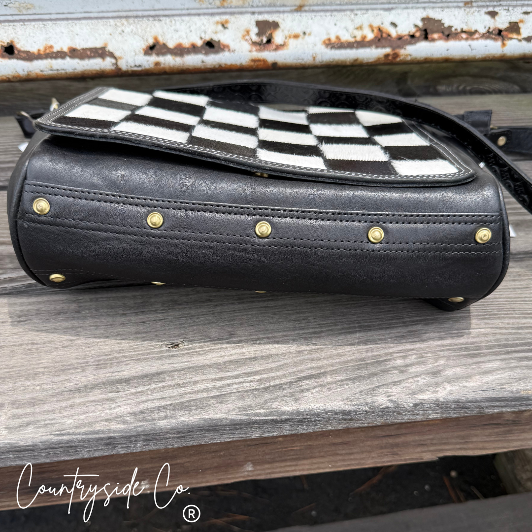 Bandera Nights Checkered Cowhide Concealed Carry Purse
