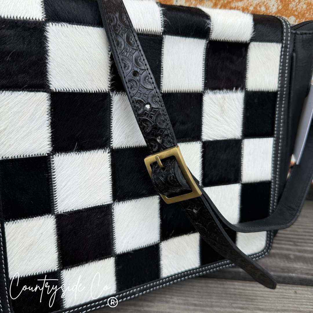 Bandera Nights Checkered Cowhide Concealed Carry Purse