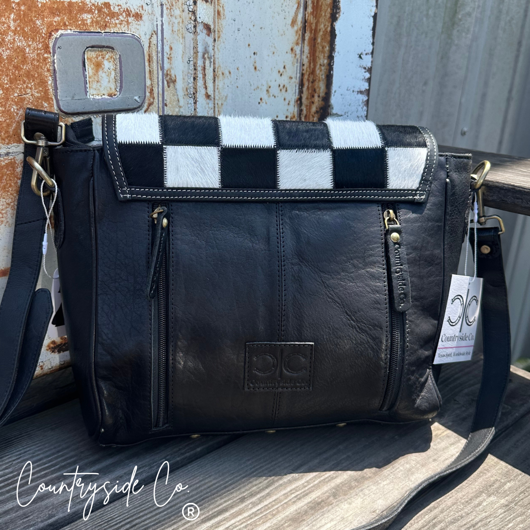 Bandera Nights Checkered Cowhide Concealed Carry Purse