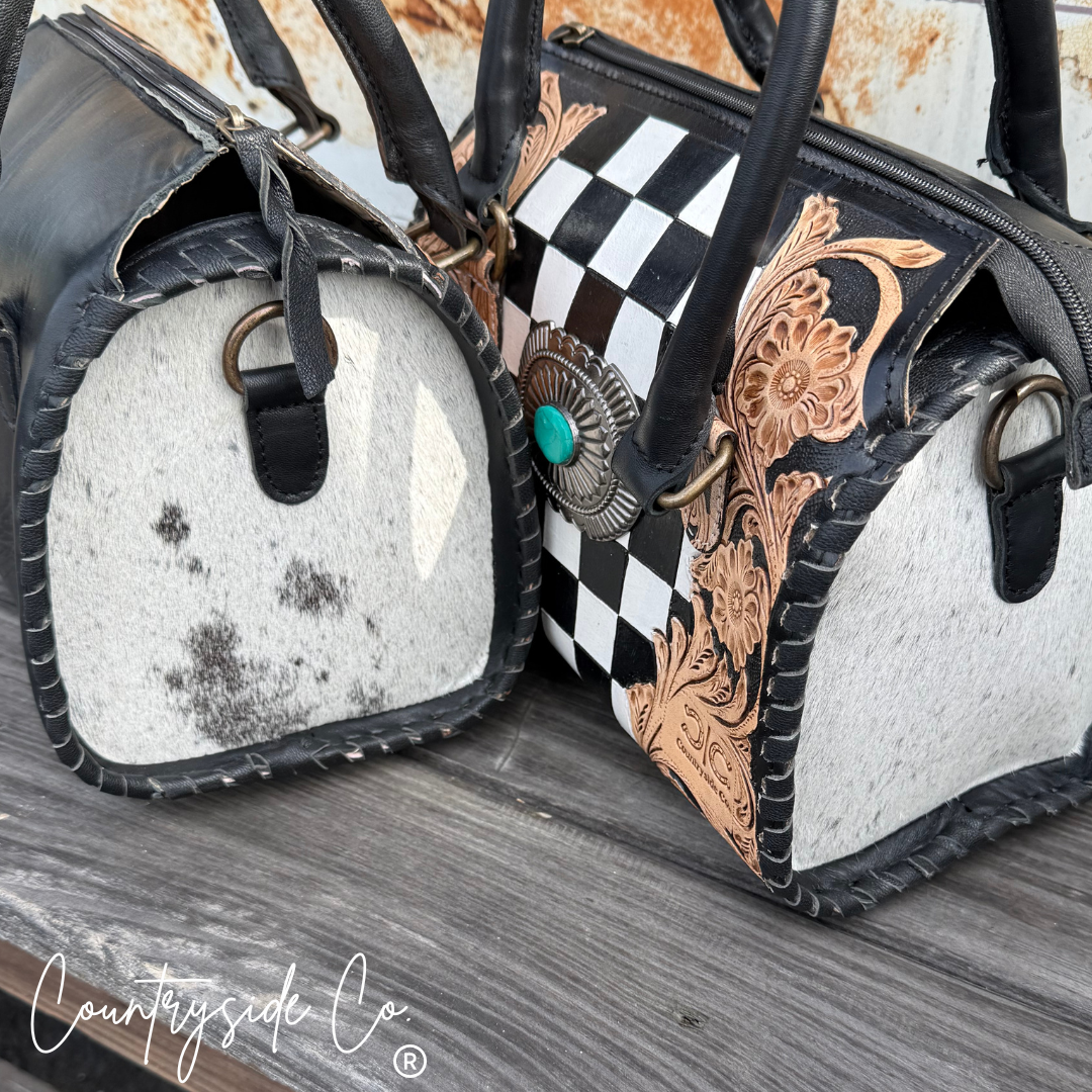 Anastasia Tooled Leather Checkered Speedy Bag