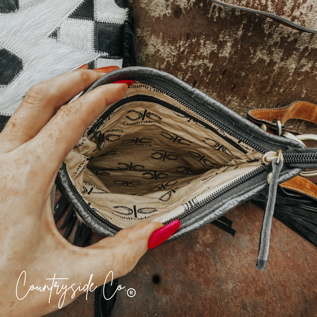 Grit & Glam Stockyards Cowhide Checkered Purse by Countryside Co.