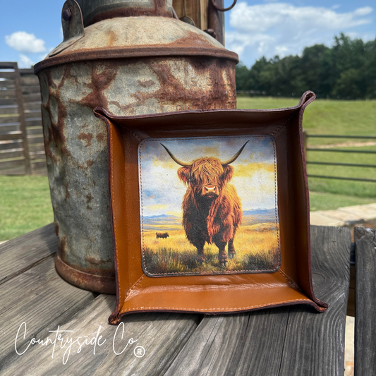 Duke Highland Cow Leather Tray