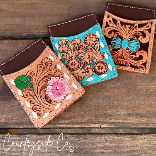Tooled Leather Credit Card Holder