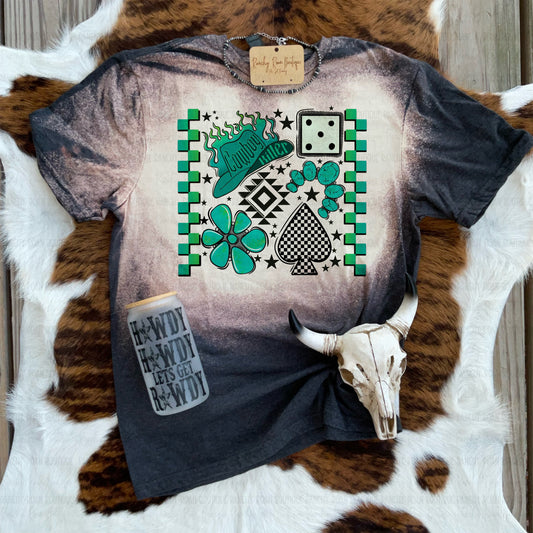 Cowboy Gambler Graphic Tee Western Bleached Unisex Shirt