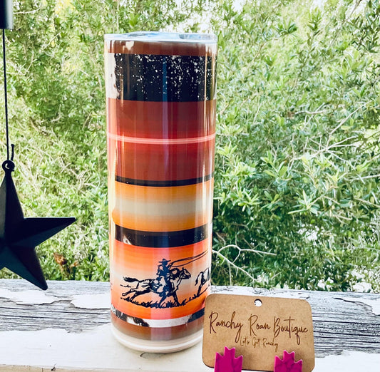 Cowboy Sunset Stripe Western Skinny Tumbler