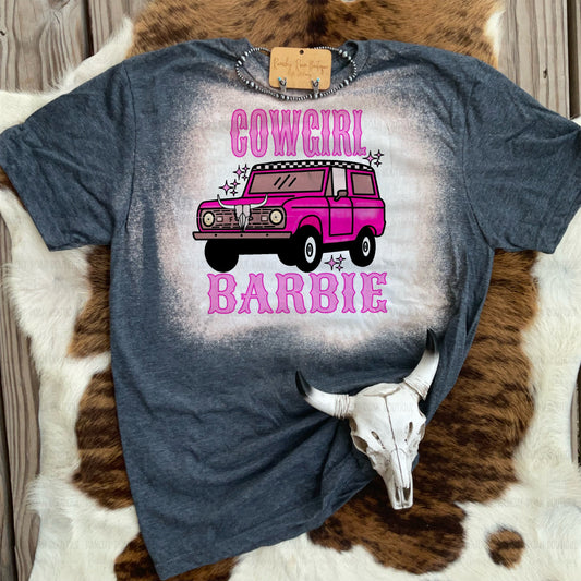 Cowgirl Bronco Graphic Tee Western Bleached T-Shirt