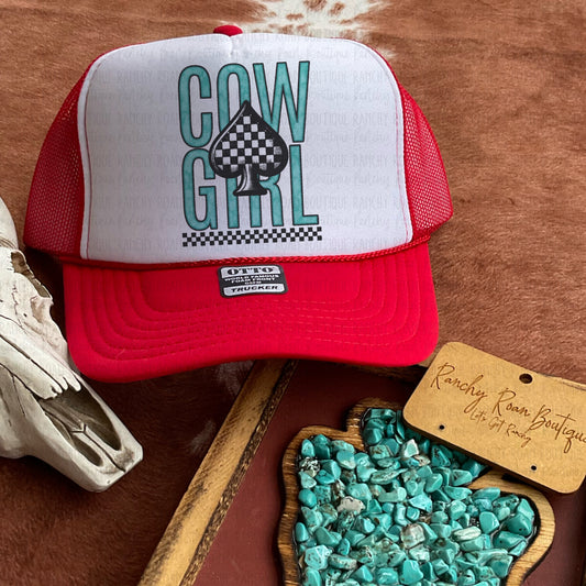 Cowgirl Spade Western Trucker Hat
