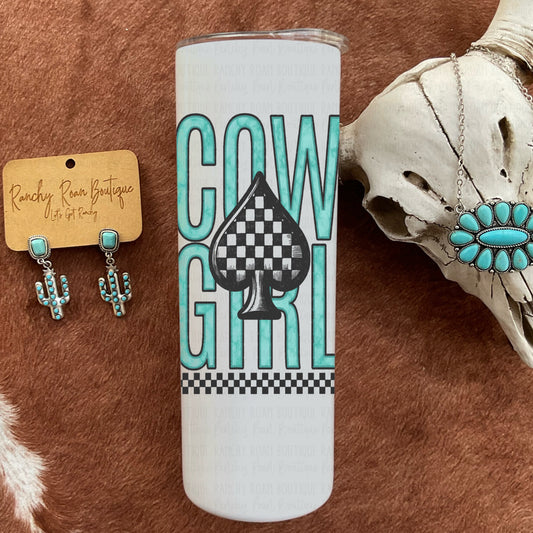 Cowgirl Spade Western 20oz Skinny Tumbler