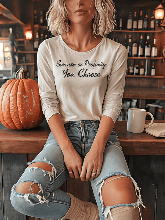 Serve Up Attitude Womens Jersey Long Sleeve Tee with Sarcasm or Profanity