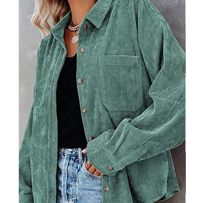 Corduroy Country Chic Shirt – Stylish Single-Breasted Cowgirl Shirt