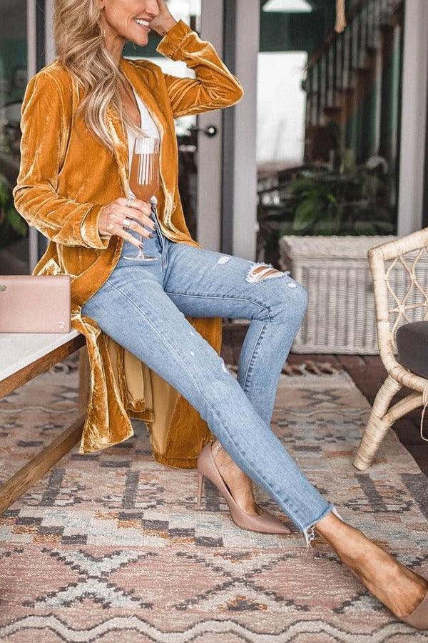 Luxe Velvet Long Coat – Soft, Elegant, and Stylish Velvet Outerwear for Women