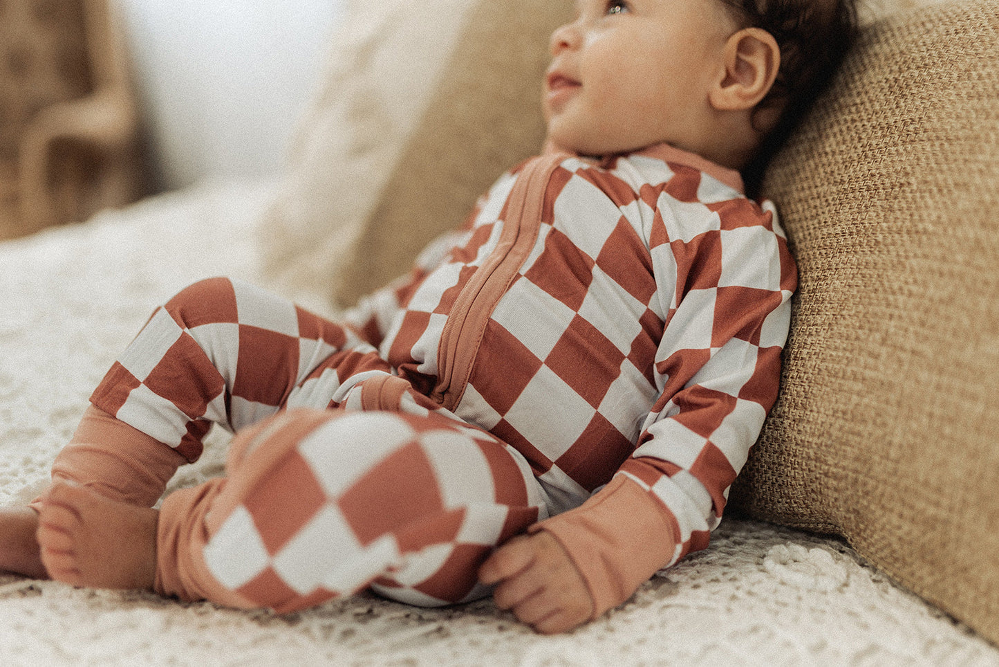 Mauve Checkers Bamboo Romper