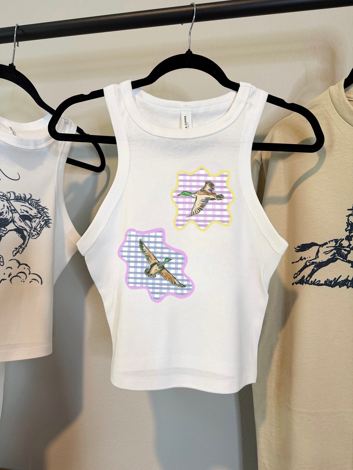 Gingham Mallards Cropped Tank