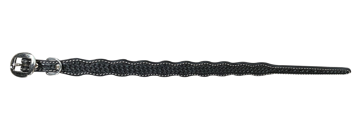 Black Basketweave Dog Collar 16"
