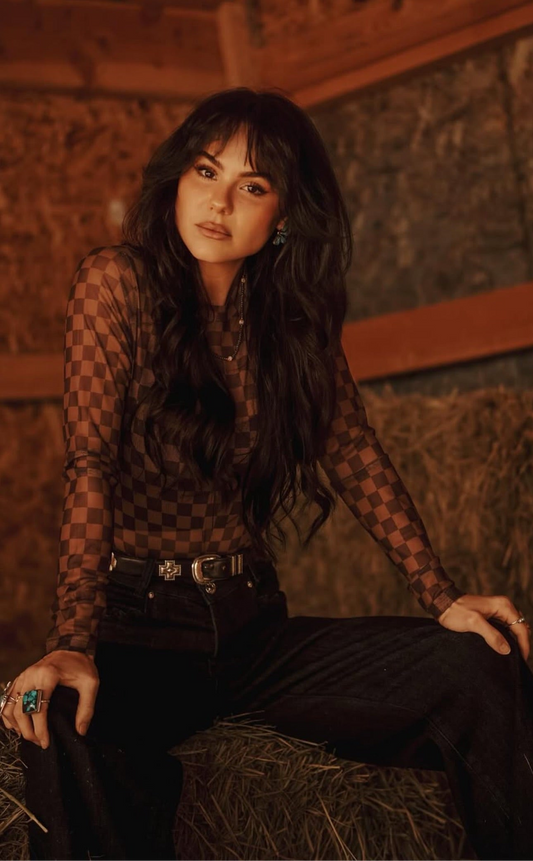 FASHION PRINT MESH LAYERING TOP