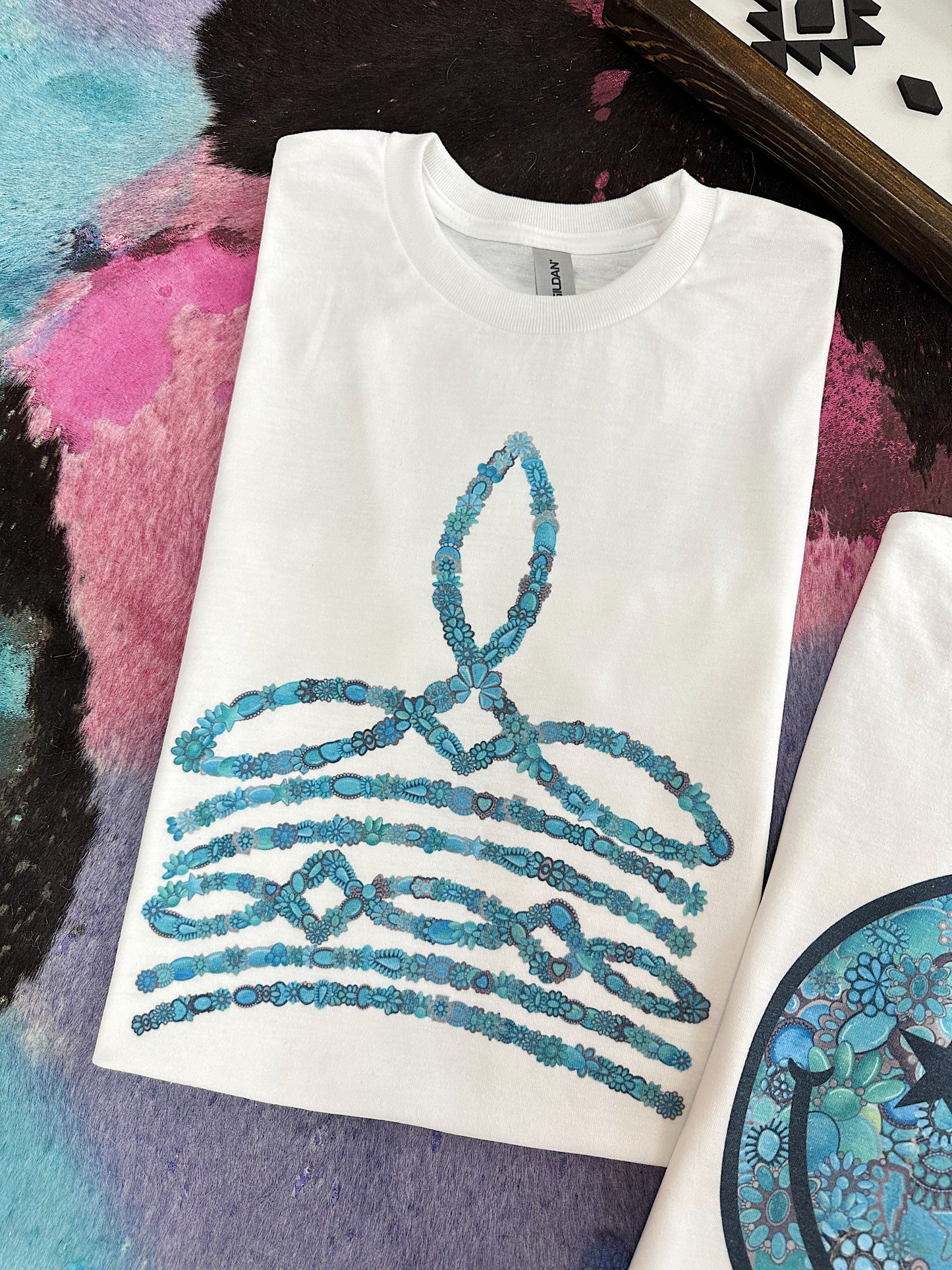 Turquoise Boot Stitch TEE or CREWNECK