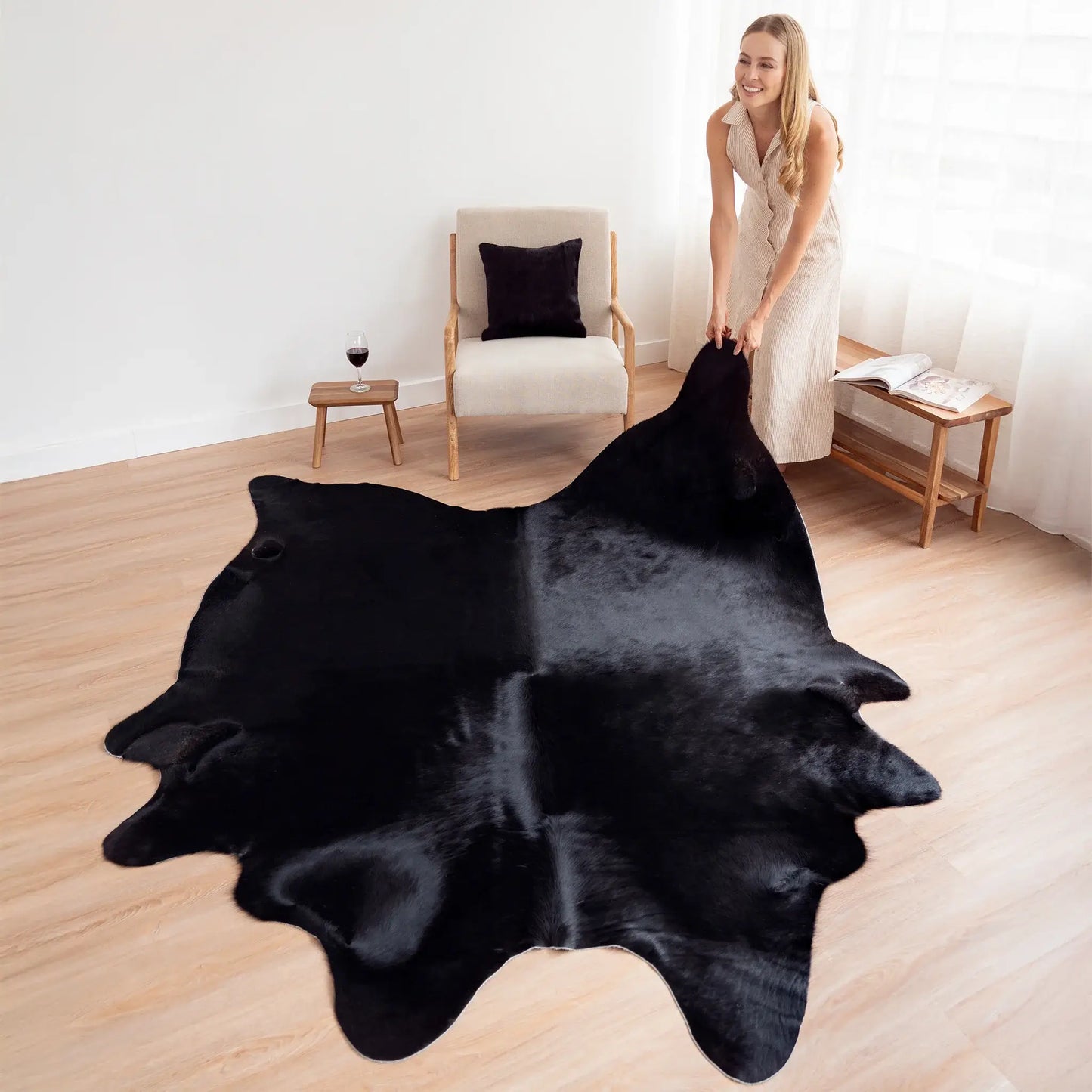 Black Natural Cowhide Rug