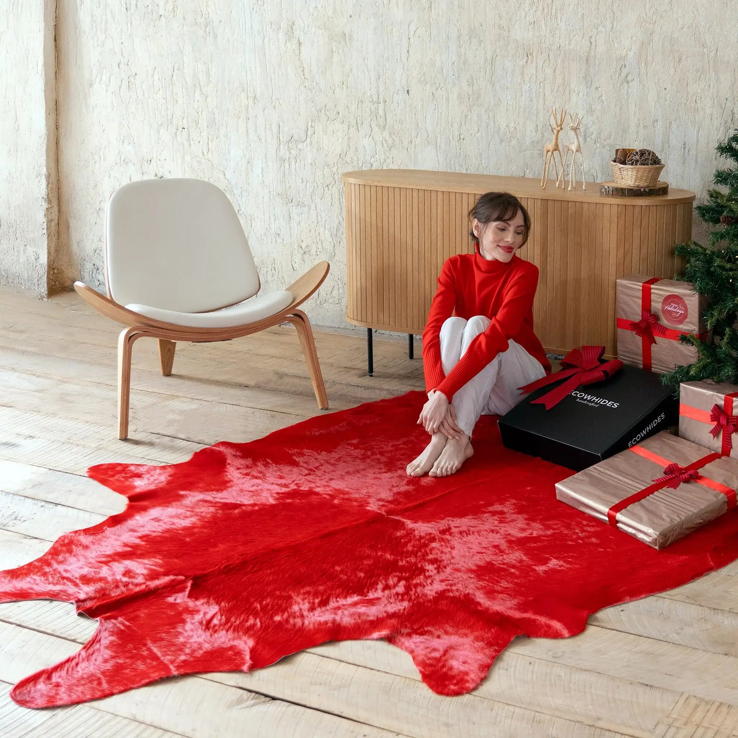 Red Dyed Cowhide Rug