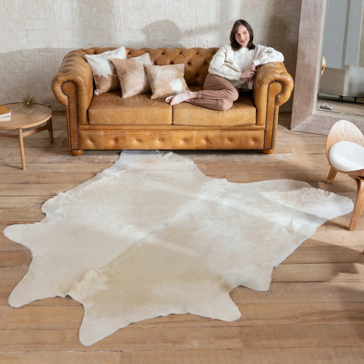 Champagne Brazilian Cowhide Rug: XXL