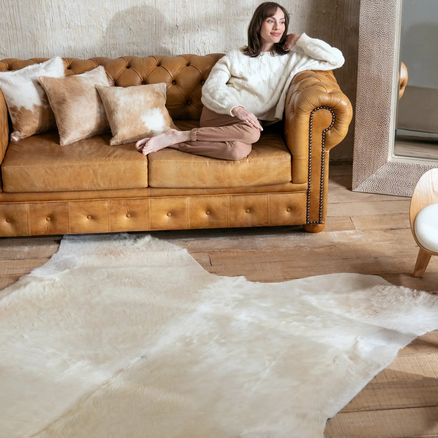 Champagne Brazilian Cowhide Rug: LARGE