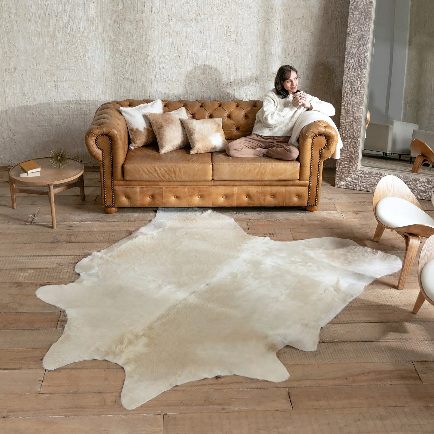 Champagne Brazilian Cowhide Rug: XXL