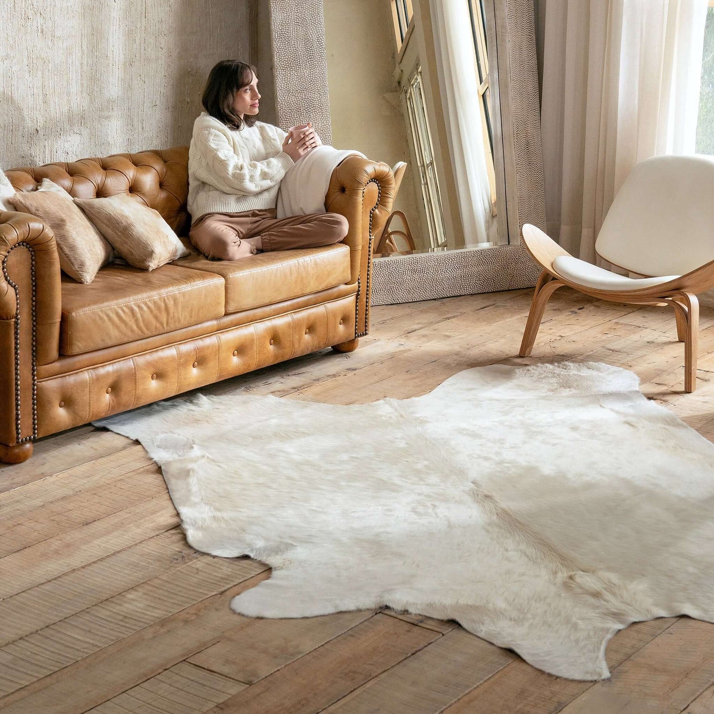 Champagne Brazilian Cowhide Rug: XXL