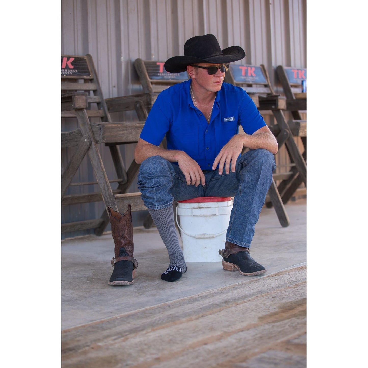 The Cowboy- Grey Performance Boot Socks