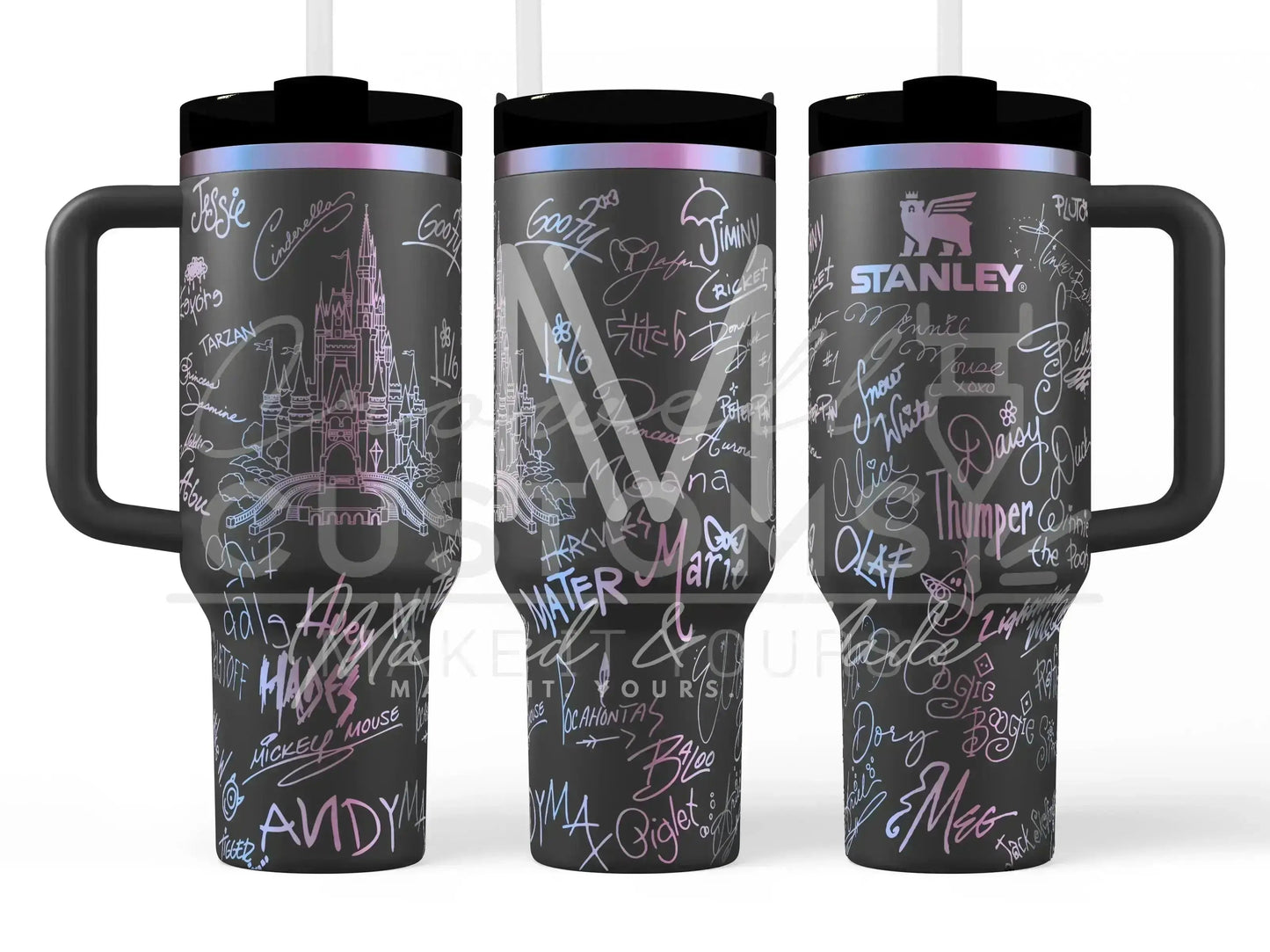 Disney Castle + Character Autographs / Signatures  Engraved Tumbler  | 40oz