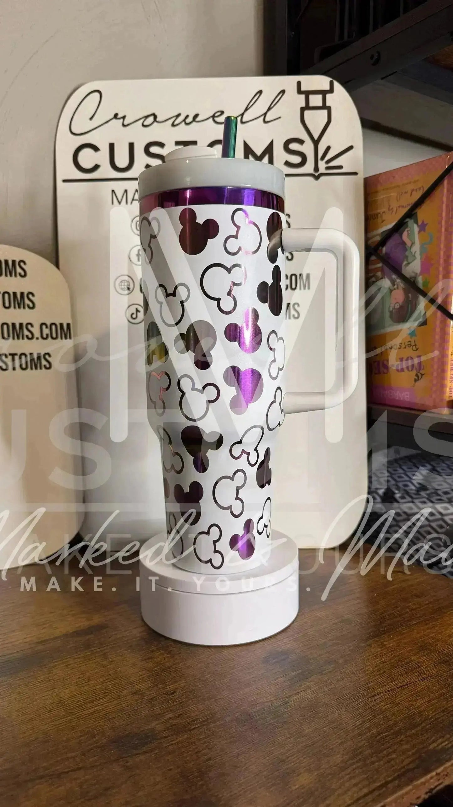 Disney Mickey Mouse Ear Pattern Engraved Tumbler  | 30oz
