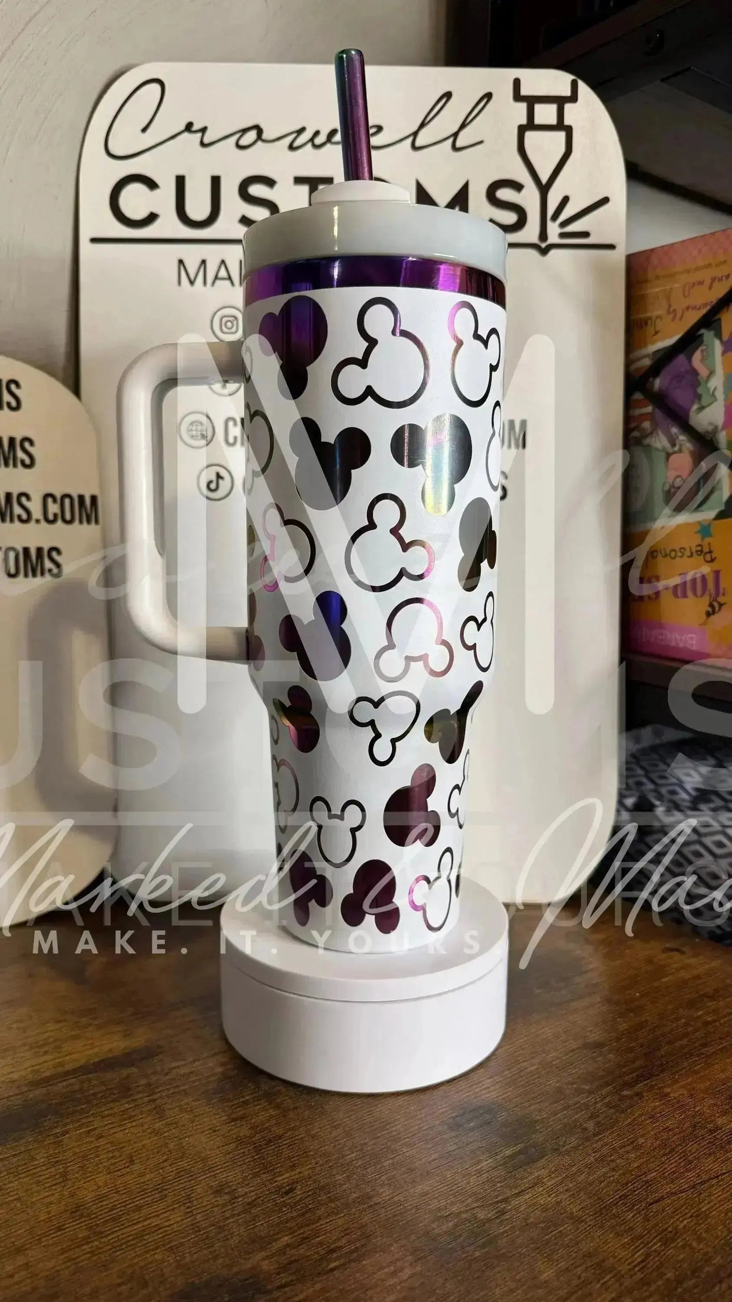 Disney Mickey Mouse Ear Pattern Engraved Tumbler  | 30oz
