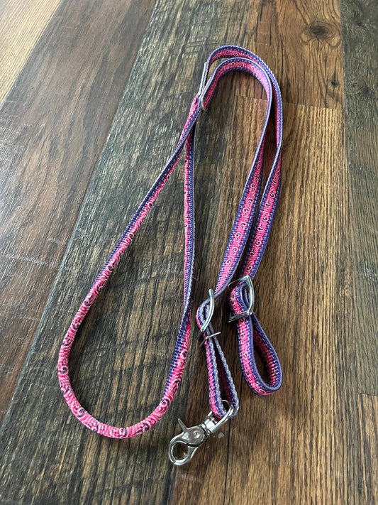 Pink & Purple Filigree Rolled Nylon Contest Reins
