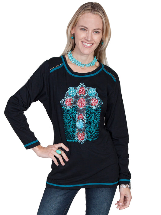 Cross Emb. Knit Top - E267