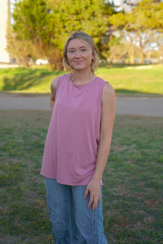 Lite Rose - Sleeveless Side Slit Top