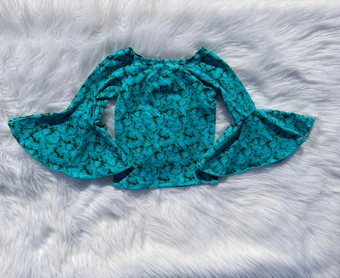 Turquoise Slab Bell Sleeve Leo/Top