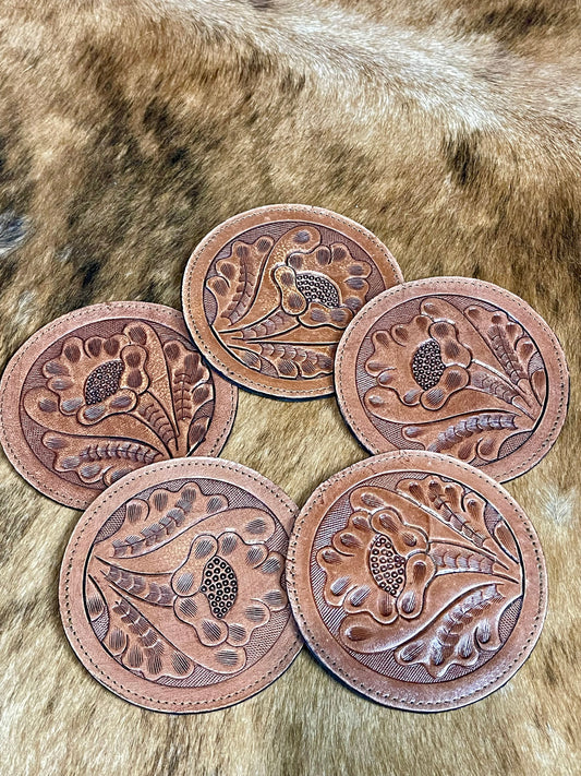Tooled Leather Coasters