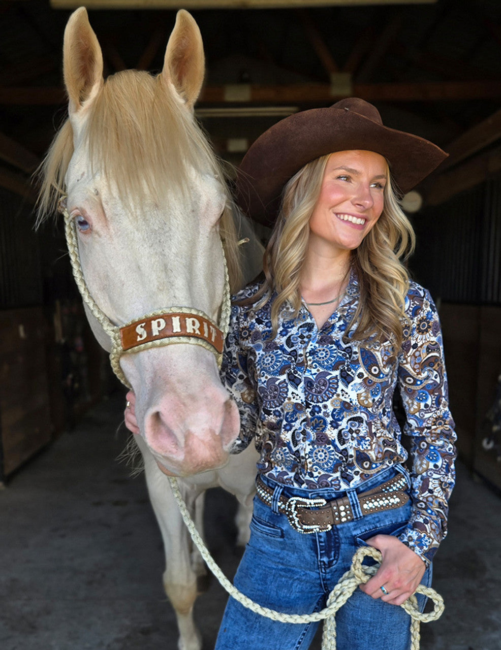 Pullover Button Up (Navy, Brown & Cream Paisley Jersey Medium Weight And Medium Stretch)