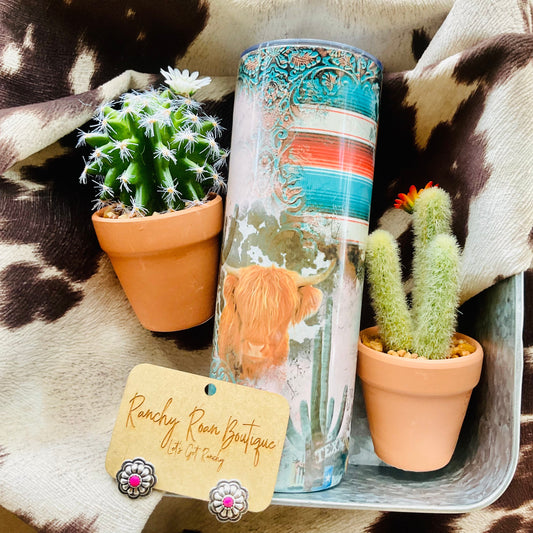 Highland Distressed Serape  Boho Western 20oz Skinny Tumbler