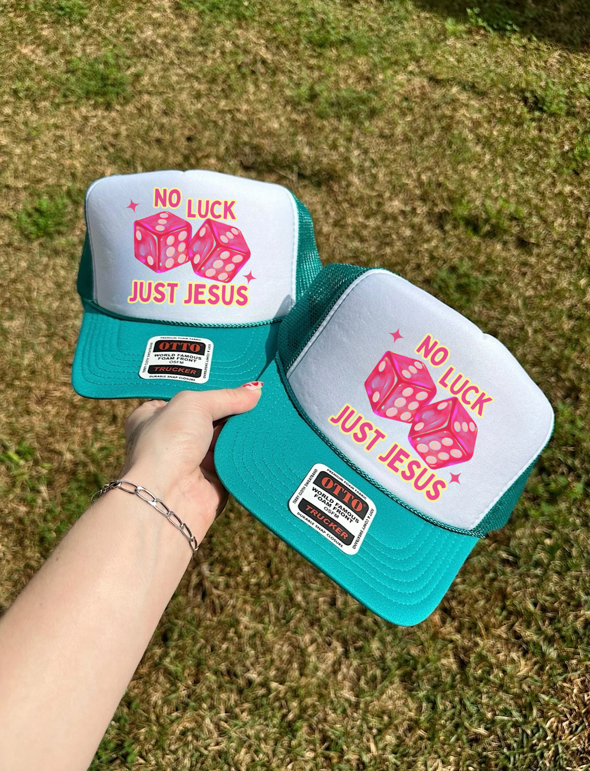 No Luck Just Jesus Trucker Hat (Multiple Color Options)