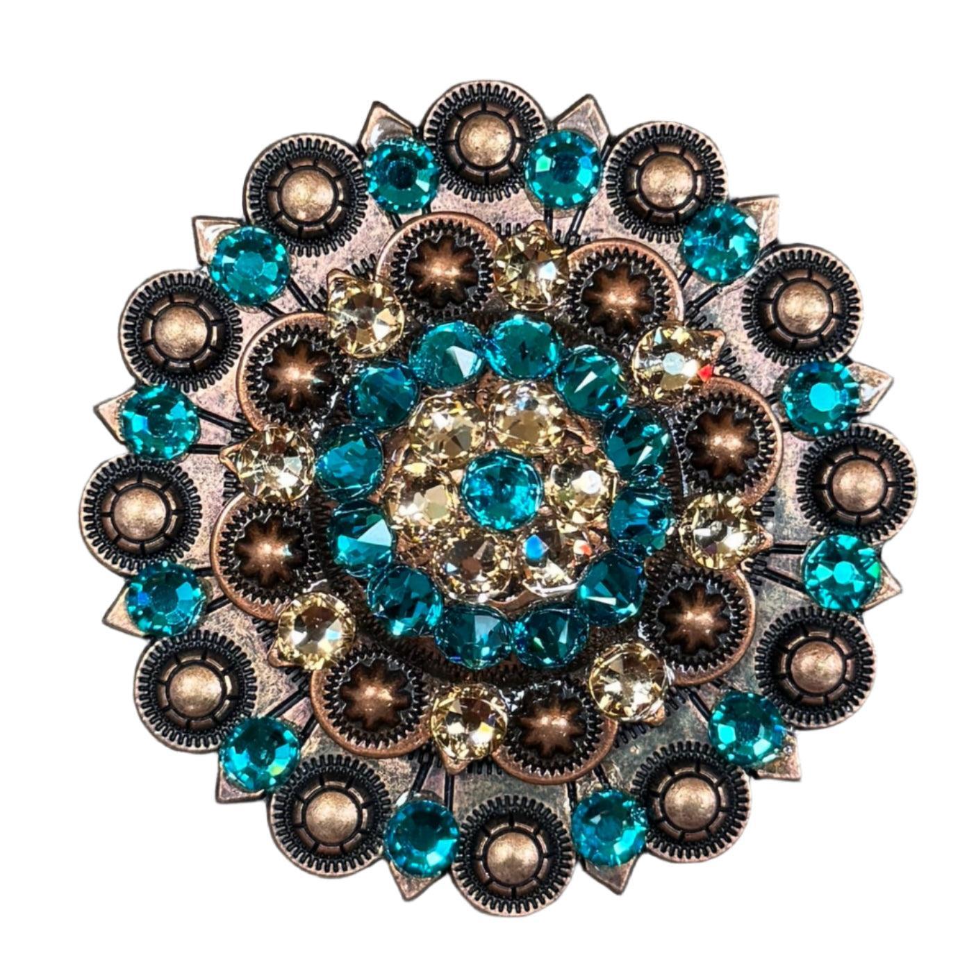 Teal & Champagne Copper Berry Jacket European Crystal