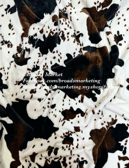 Twin Tricolor Cow Print Super Plush Blanket