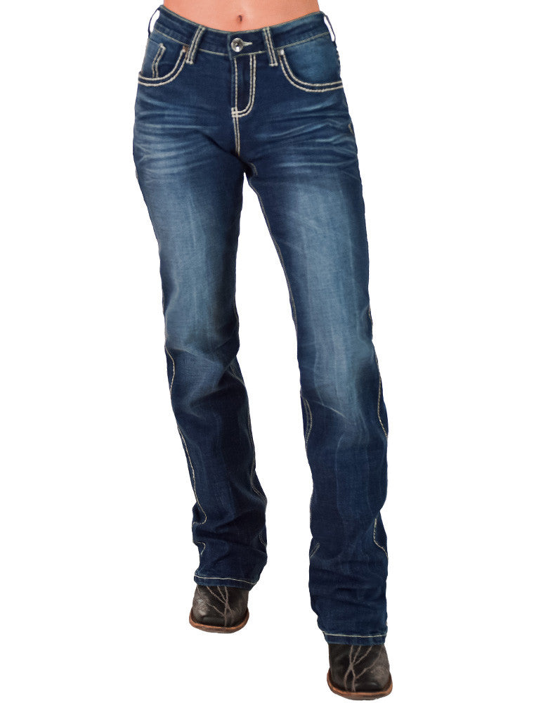 Tan Edgy Cowgirl Tuff Jeans
