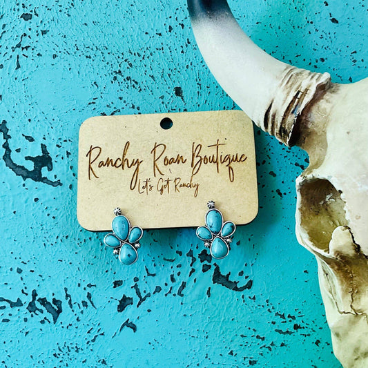 Turquoise Tri Stone Western Studs