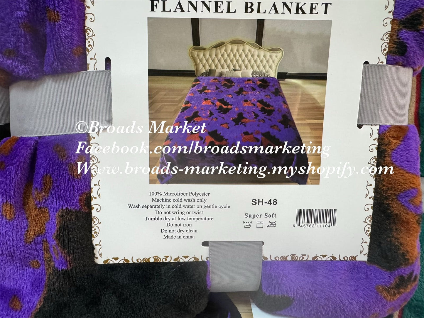 Queen Purple Cow Plush Blanket