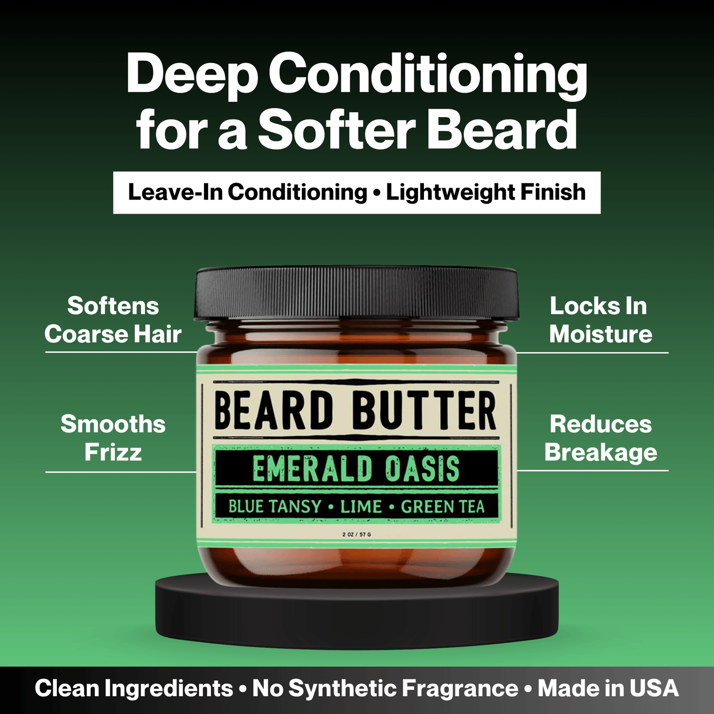 Emerald Oasis Beard Butter - Blue Tansy, Lime, Green Tea