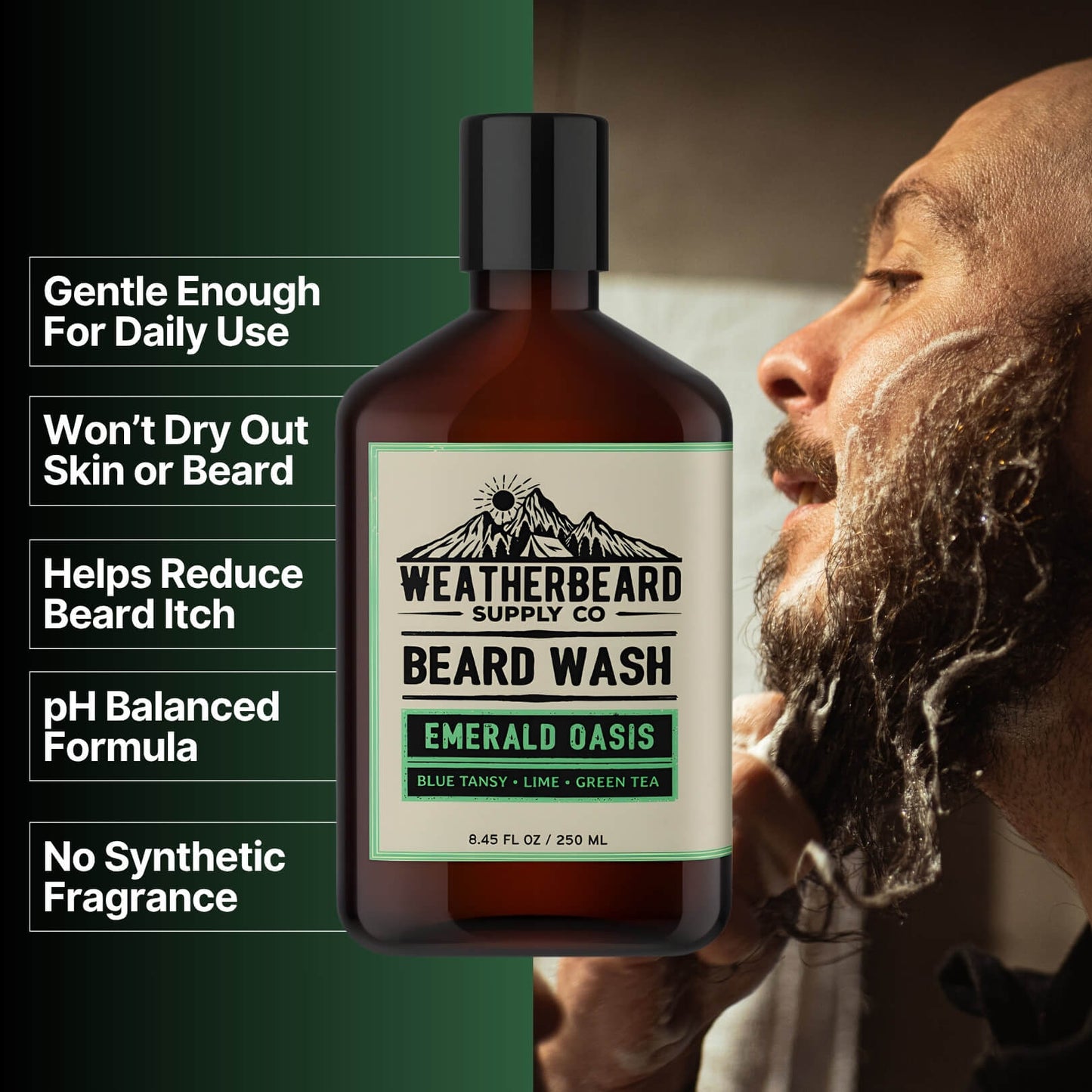 Emerald Oasis Beard Wash - Blue Tansy, Lime, Green Tea